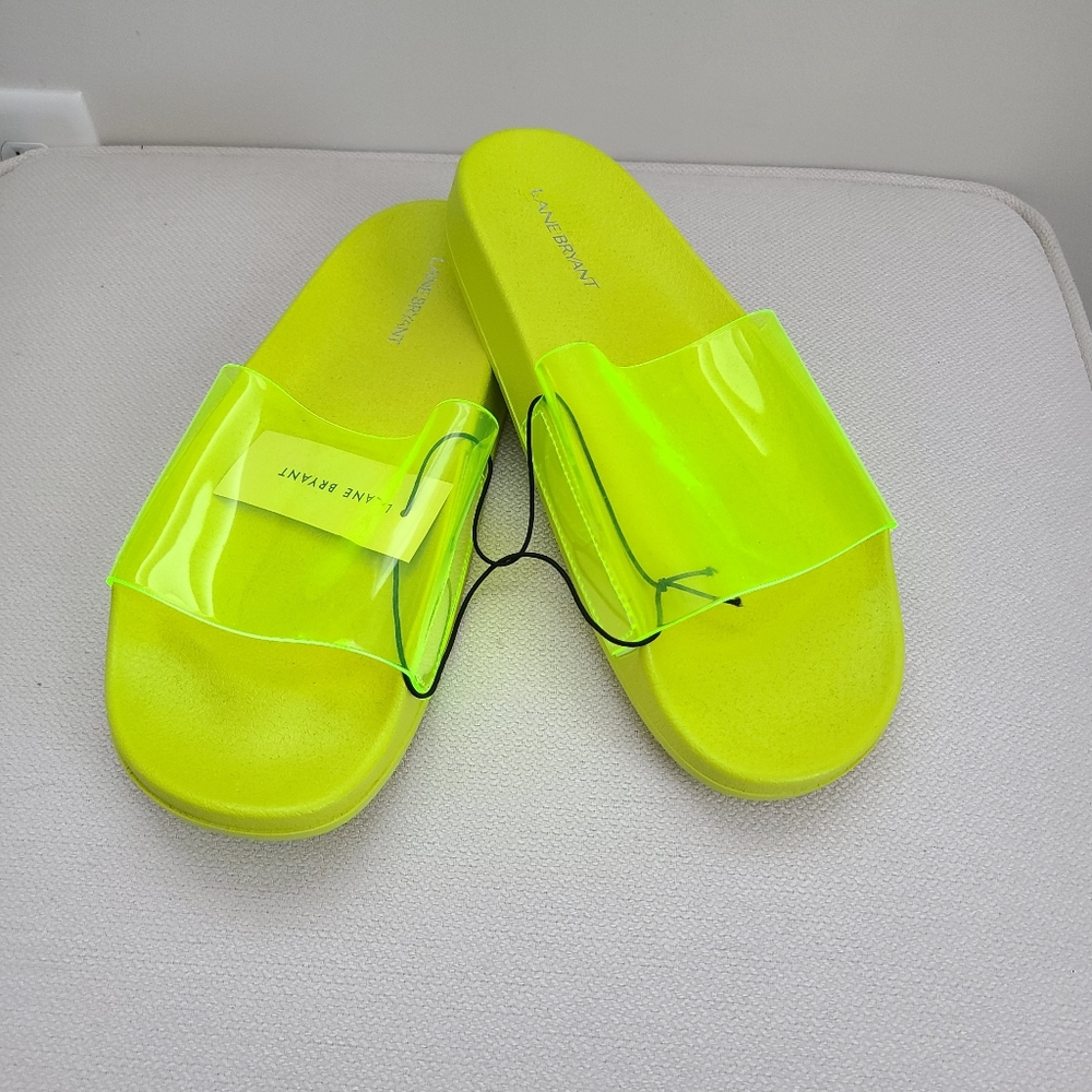 Lane Bryant Neon Green Pool Slide Sandals